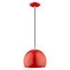 LIVEX LIGHTING 41181-72 1-Light Mini Pendant, Shiny Red