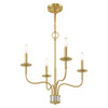 LIVEX LIGHTING 51324-12 Lisbon 4-Light Mini Chandelier, Satin Brass