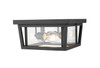 Z-LITE 571F-BK 3 Light Outdoor Flush Ceiling Mount Fixture