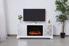 Elegant Decor MF801WH-F1 60 in. mirrored TV stand with wood fireplace insert in white