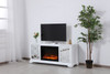 Elegant Decor MF801WH-F1 60 in. mirrored TV stand with wood fireplace insert in white