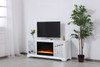 Elegant Decor MF801WH-F2 60 in. mirrored TV stand with crystal fireplace insert in white