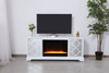 Elegant Decor MF801WH-F2 60 in. mirrored TV stand with crystal fireplace insert in white