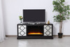 Elegant Decor MF802DT-F2 60 in. mirrored TV stand with crystal fireplace insert in dark walnut