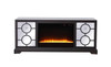 Elegant Decor MF802DT-F2 60 in. mirrored TV stand with crystal fireplace insert in dark walnut