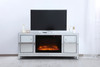 Elegant Decor MF701S-F1 60 in. mirrored TV stand with wood fireplace insert in antique silver