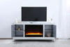 Elegant Decor MF701S-F2 60 in. mirrored TV stand with crystal fireplace insert in antique silver