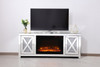 Elegant Decor MF9903-F1 59 in. crystal mirrored TV stand with wood log insert fireplace