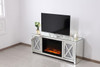 Elegant Decor MF9903-F1 59 in. crystal mirrored TV stand with wood log insert fireplace