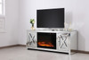 Elegant Decor MF9904-F1 59 in. crystal mirrored TV stand with wood log insert fireplace