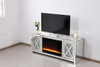 Elegant Decor MF9903-F2 59 in.crystal mirrored TV stand with crystal insert fireplace