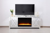 Elegant Decor MF9904-F2 59 in.crystal mirrored TV stand with crystal insert fireplace