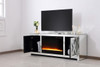 Elegant Decor MF9904-F2 59 in.crystal mirrored TV stand with crystal insert fireplace