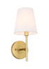 Living District LD6185BR Cason 1 light Brass amd White shade wall sconce