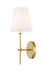 Living District LD6004W6BR Mel 1 light Brass and White shade wall sconce
