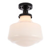 Living District LD6243BK Lyle 1 light Black and frosted white glass Flush mount