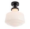 Living District LD6243BK Lyle 1 light Black and frosted white glass Flush mount