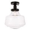 Living District LD6240BK Lyle 1 light Black and Clear seeded glass Flush mount