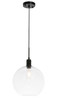 Living District LD6207BK Emett 1 light Black and Clear glass pendant
