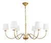Living District LD6103D37BR Eclipse 6 light Brass and White shade chandelier