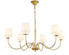 Living District LD6103D37BR Eclipse 6 light Brass and White shade chandelier