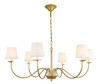 Living District LD6103D37BR Eclipse 6 light Brass and White shade chandelier