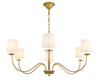 Living District LD6103D37BR Eclipse 6 light Brass and White shade chandelier