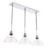 Living District LD6223C Clive 3 light Chrome and Clear seeded glass pendant