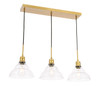 Living District LD6224BR Clive 3 light Brass and Clear seeded glass pendant