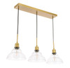 Living District LD6224BR Clive 3 light Brass and Clear seeded glass pendant
