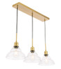 Living District LD6224BR Clive 3 light Brass and Clear seeded glass pendant
