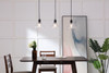 Living District LD6222BK Clive 3 light Black and Clear seeded glass pendant