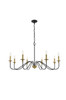 Living District LD5006D42BRB Rohan 8 light Matte Black and Brass Pendant