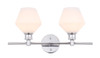 Living District LD2313C Gene 2 light Chrome and Frosted white glass Wall sconce