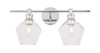 Living District LD2312C Gene 2 light Chrome and Clear glass Wall sconce