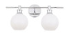 Living District LD2315C Collier 2 light Chrome and Frosted white glass Wall sconce