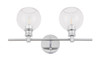 Living District LD2314C Collier 2 light Chrome and Clear glass Wall sconce