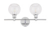 Living District LD2314C Collier 2 light Chrome and Clear glass Wall sconce