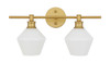 Living District LD2313BR Gene 2 light Brass and Frosted white glass Wall sconce