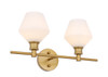 Living District LD2313BR Gene 2 light Brass and Frosted white glass Wall sconce