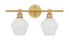 Living District LD2313BR Gene 2 light Brass and Frosted white glass Wall sconce