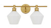 Living District LD2313BR Gene 2 light Brass and Frosted white glass Wall sconce