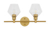 Living District LD2312BR Gene 2 light Brass and Clear glass Wall sconce