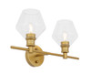 Living District LD2312BR Gene 2 light Brass and Clear glass Wall sconce