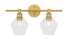 Living District LD2312BR Gene 2 light Brass and Clear glass Wall sconce