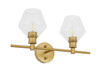 Living District LD2312BR Gene 2 light Brass and Clear glass Wall sconce