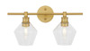 Living District LD2312BR Gene 2 light Brass and Clear glass Wall sconce