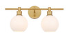 Living District LD2315BR Collier 2 light Brass and Frosted white glass Wall sconce