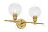 Living District LD2314BR Collier 2 light Brass and Clear glass Wall sconce