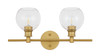 Living District LD2314BR Collier 2 light Brass and Clear glass Wall sconce